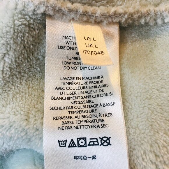 ANTHROPOLOGIE Janey Gray/Blue Neon Yellow Teddy Fuzzy Pullover Fleece Large - Picture 10 of 14